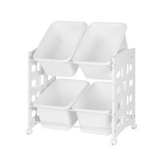 리빙스마일 이동식 블랙 프레임 바구니 정리함 B 중형 4p, 화이트, 1개