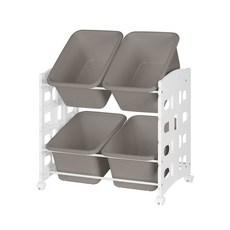 리빙스마일 이동식 블랙 프레임 바구니 정리함 B 중형 4p, 브라운, 1개