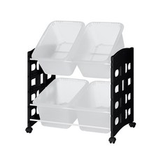 리빙스마일 이동식 블랙 프레임 바구니 정리함 B 중형 4p, 반투명, 4개