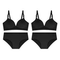無鋼圈內衣 2入+內褲 2入套裝