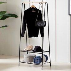 Tres Belle 梯形收納雙層衣架 掛衣架, 黑色