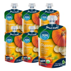 거버 오가닉 파우치 퓨레 이유식 99g, 호박 + 바나나 + 당근 혼합맛, 6개