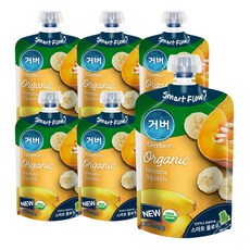 거버 오가닉 파우치 퓨레 이유식 99g, 바나나 스쿼시, 6개