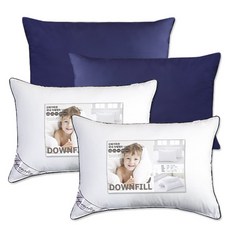 I'm Living 飯店級加厚版羽絲絨枕芯 2入+枕頭套 2入組, Navy, 1組