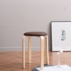 10X10 素色實木布椅凳, 棕色