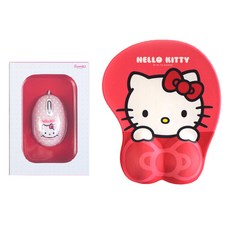 DIGITAL VENTUS Hello Kitty 有線鼠標 HK-MS05 + 護腕鼠標墊 HK-WPMP-02, 鼠標 (HK-MS05), 墊 (HK-WPMP-02), 紅色的
