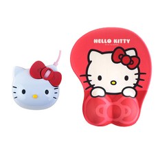DIGITAL VENTUS Hello Kitty 3DMS 頭型有線迷你鼠標+護腕鼠標墊 HK-WPMP-02, 紅色的
