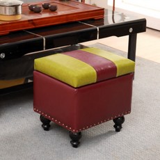 신원 피델리오 쿠션 수납스툴, 그린퍼플