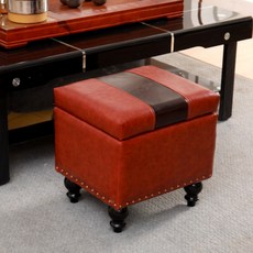 신원 피델리오 쿠션 수납스툴, 와인브라운