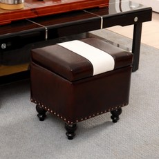 신원 피델리오 쿠션 수납스툴, 브라운화이트