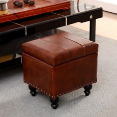 신원 피델리오 쿠션 수납스툴, 브라운