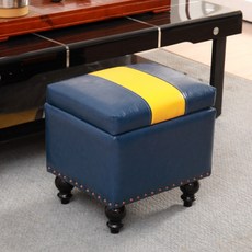 신원 피델리오 쿠션 수납스툴, 블루옐로