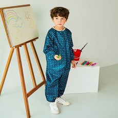 TABLIER 孩童星星圖案連身式長袖繪畫圍裙, 混色