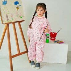 TABLIER 孩童花紋連身式繪畫圍裙 粉紅色, 混色