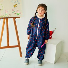 TABLIER 孩童櫻桃圖案全身式長袖繪畫圍裙, 混色