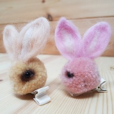 도그맘 토실토끼핀 강아지 액세서리 2종 세트, 베이지, 핑크, 1세트