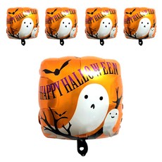 WOW PARTY KOREA 方形橘色萬聖節幽靈氣球 45cm, 混合顏色, 5個