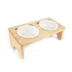 Cattopia 實木寵物桌+瓷餐具2件套高12cm, 混色, 1套