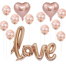 MINITTINE 愛心亮片掛旗組, 玫瑰金, 1套