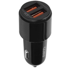 코시 듀얼포트 QC3.0 2포트 차량용 충전기, 블랙, CGR3333AT