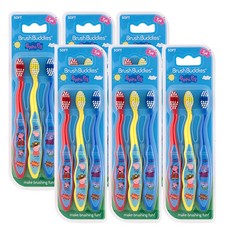 Brush Buddies 兒童佩佩豬牙刷 3入, 紅色+黃色+藍色, 6組, 3片
