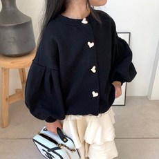 느엘 유아동용 하트버튼가디건