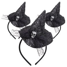 WOW PARTY KOREA 萬聖節骷髏尖帽髮箍, 黑色, 3個