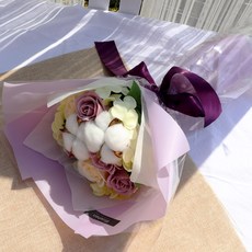 블뤼엔 비누꽃 목화로즈수국 꽃다발, 퍼플