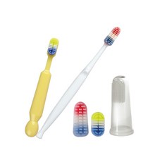 perfection 矽膠幼兒牙刷 5入組, 透明+黃色+白色, 1組