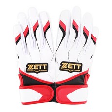 ZETT 雙手擊球棒球手套 BGK-595, 白+紅, 1雙