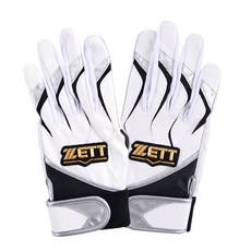 ZETT 雙手用打擊棒球手套 BGK-595, 白色 + 銀色, 1套