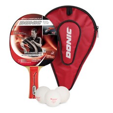 DONIC Schilt Court 乒乓球拍套組 Waldner 600 搖球拍 + 乒乓球 3p + 包, 單品