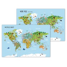 Mellow 全球學習海報 世界地圖 2種 韓文+英文, 1套