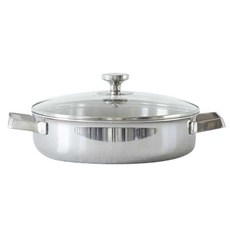 finn ilo 電磁爐適用雙耳5層304不鏽鋼淺湯鍋, 24cm, 單色