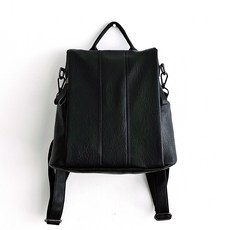 LULU 女款皮革後背包, 黑色的