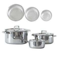 finn ilo IH感應爐適用304不鏽鋼鍋具組, 混色, 單柄鍋 16cm+雙耳鍋 20cm+燉鍋 24cm+瀝水籃 3入, 1組