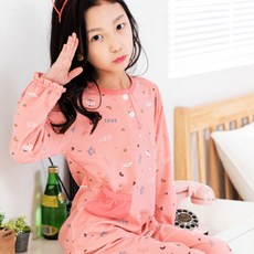 eline 女童學生Oh My Love長袖居家服套裝