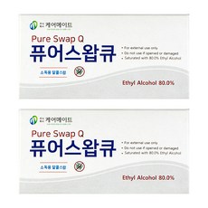 퓨어스왑큐 에탈올 소독용 알콜스왑, 100개입, 2개