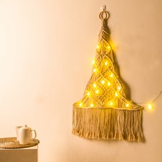 聖誕壁掛樹 編繩自然掛飾, 混色