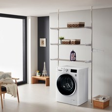 可折疊寬度可調3層置物架, 白色