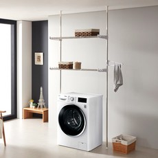 DECOSIN 頂天立地寬度可調折疊雙層置物架, 白色的