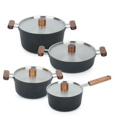 OSLO IH感應湯鍋組 4入, 燉鍋24cm+雙柄鍋20cm+雙柄鍋24cm+單柄鍋18cm, 混色