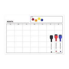 magpia 橫式行事月曆白板+白板筆+圓形磁鐵組, 橡膠磁鐵