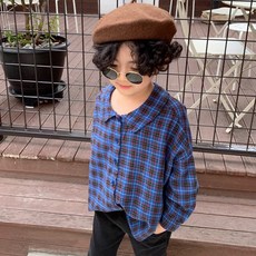 느엘 아동용 체크카라남방