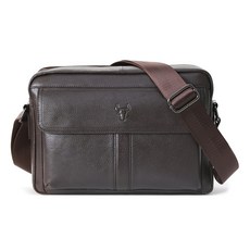 BLUEMOUNT 天然牛皮斜揹包 Z4126, 棕色