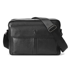 BLUEMOUNT 天然牛皮斜揹包 Z4126, 黑色