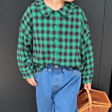 느엘 유아동용 체크 카라남방