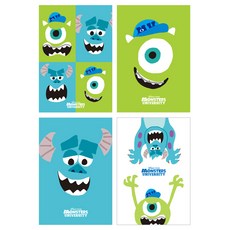 迪士尼便條紙單色紙 怪獸們 4種 1組, 混色, 1套