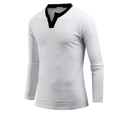 다꾸앙 남성용 트임네크배색 긴팔 티셔츠 ts4233