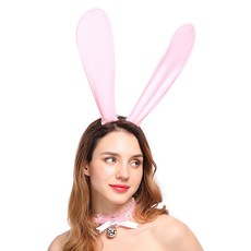 PartyPang DO 擬真兔子髮箍, 粉紅色, 1個